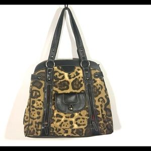 Cheeta Print Canvas Shoulder Bag